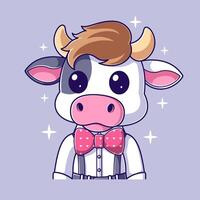 carino mucca indossare un' rosa cravatta vettore