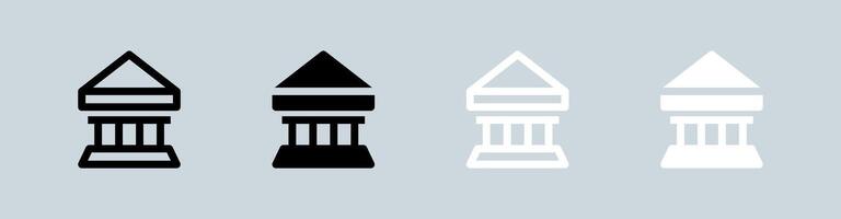 banca icona impostato nel nero e bianca. finanza segni vettore illustrazione.