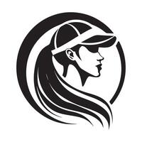 femmina nel baseball berretto immagini, disegno, arte, logo vettore