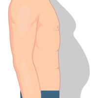silhouette di un' Grasso e snello uomo. peso perdita. prima e dopo. dieta e stomaco riduzione. trasformazione e peso perdita vettore