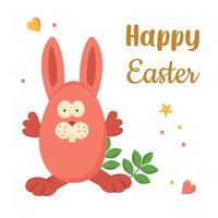 vettore colore carta con Pasqua coniglietti. Pasqua uovo caccia invito modello su bianca sfondo.