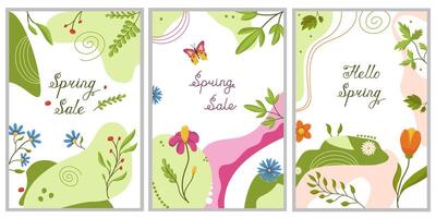 vettore Immagine di primavera carte. primavera vendita bandiera con bellissimo fiori.