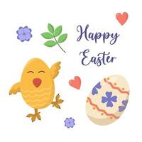 vettore colore carta con Pasqua polli e uova. Pasqua uovo caccia invito modello su bianca sfondo.