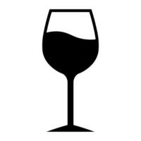 nero vettore vino bicchiere icona isolato su bianca sfondo