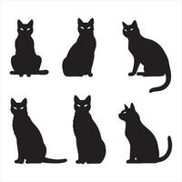 un' nero silhouette gatto impostato vettore
