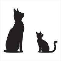 un' nero silhouette gattino gatto impostato vettore