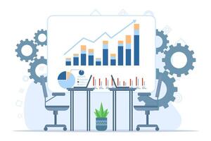 concetti nel attività commerciale strategia bilancio, finanza e contabilità, bilancio calcolo, economia e investimento, crescita strategia o finanziario obiettivi. vettore bandiera piatto design illustrazione e sfondo.