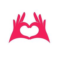 mani rosa a forma di icona del cuore, palme che mostrano il logo del cuore, simbolo di amore e relazioni romantiche, segno di riconoscimento dell'amore o apprezzamento attraverso il gesto. illustrazione vettoriale piatto isolato