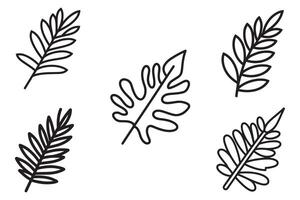 linea arte le foglie schema vettore su bianca sfondo illustrazione