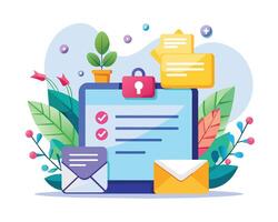 e-mail Busta marketing Messaggio e icone vettore illustrazione