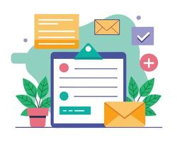 e-mail Busta marketing Messaggio e icone vettore illustrazione