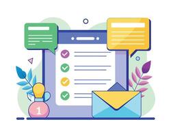 e-mail Busta marketing Messaggio e icone vettore illustrazione