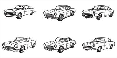 classico auto impostato schema vettore illustrazione su bianca sfondo