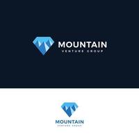 icona di montagna.forma di diamante con concetto di logo di montagna per venture group,consulente finanziario, avventura e trip.logo piatto semplice per una facile configurazione. idea di logotipo vettoriale isolato per affari e startup