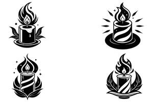 incenso candela icona mano disegnato nero colore su un' bianca sfondo vettore illustrazione