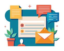 e-mail Busta marketing Messaggio e icone vettore illustrazione