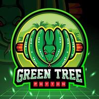 morelia viridis verde albero pitone mascotte. esport logo design vettore