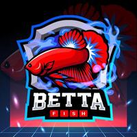 inferno ragazzo betta pesce mascotte. esport logo design vettore