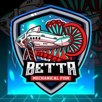 betta pesce mecha robot mascotte. esport logo design vettore