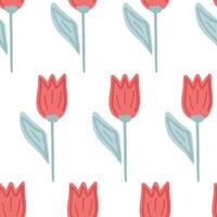 tulipani rosso colore piatto design senza soluzione di continuità modello vettore
