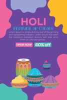 contento holi colorato bandiera modello indiano induismo Festival celebrazione, sociale media manifesto design e orizzontale bandiera modello per holi Festival celebrazione vettore