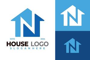 lettera n Casa edificio logo design vettore simbolo icona illustrazione