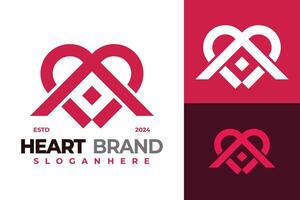 lettera un' cuore moderno logo design vettore simbolo icona illustrazione