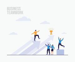 lavoro di squadra festeggiare un' successo azione mercato crescita atterraggio pagina illustrazione vettore