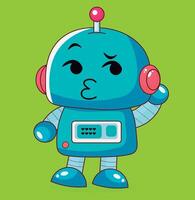 carino poco robot illustrazione emozioni, emoticon bastoni emoji, modello illustrazione, collezione vettore