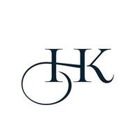 HK o kh iniziali monogramma lettera testo alfabeto logo design vettore