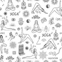 senza soluzione di continuità modello con yoga pose. salutare stile di vita. vettore illustrazione.