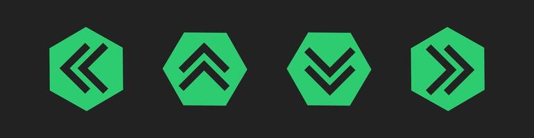 freccia icona impostare. vettore illustrazione isolato su un' nero sfondo. verde colore.