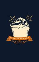 Cupcake logo design. vettore illustrazione. modello per bar, ristorante, sbarra, caffè negozio, forno, Pasticcino negozio.