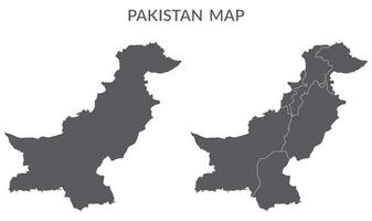 Pakistan carta geografica. carta geografica di Pakistan nel grigio impostato vettore