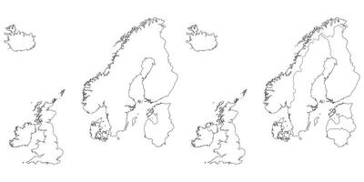 settentrionale Europa nazione carta geografica. carta geografica di settentrionale Europa nel impostato bianca colore vettore