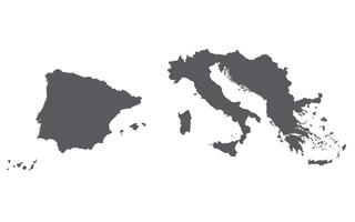 meridionale Europa carta geografica. carta geografica di meridionale Europa nel grigio colore. vettore