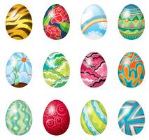 Una dozzina di uova di Pasqua colorate vettore
