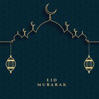 carta del festival eid mubarak nei colori oro e nero vettore