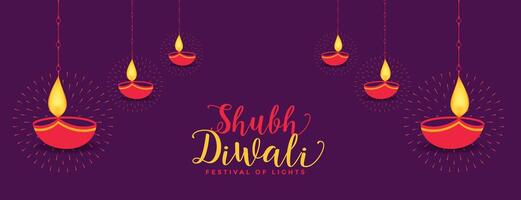 shubh Diwali bandiera con diya decorazione design vettore