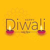 contento Diwali giallo auguri carta design sfondo vettore