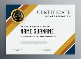 oro e blu multiuso certificato design modello vettore