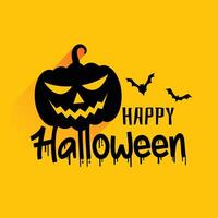 contento Halloween pauroso spaventoso carta con pipistrelli e zucche vettore