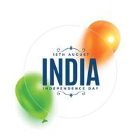 realistico India indipendenza giorno sfondo con palloncini vettore