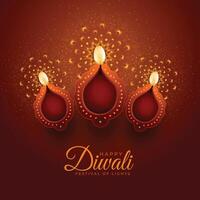 elegante contento Diwali manifesto con realistico 3d diya vettore