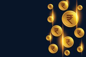 digitale rupia inr indiano moneta d'oro moneta sfondo vettore