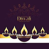 elegante contento Diwali auguri carta su mandala stile sfondo vettore