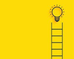piatto giallo sfondo con scala e leggero lampadina innovativo concetto vettore illustrazione