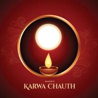 contento karwa chauth sfondo con setaccio e diya vettore