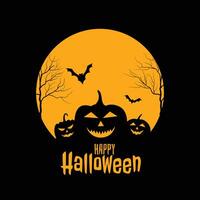 contento Halloween pauroso nero e giallo carta design vettore