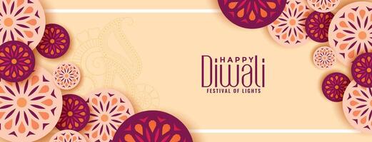 decorativo Diwali Festival auguri bandiera design modello vettore